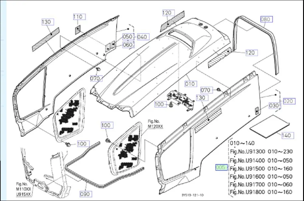 Pièce CAPOT pour KUBOTA M135GXS