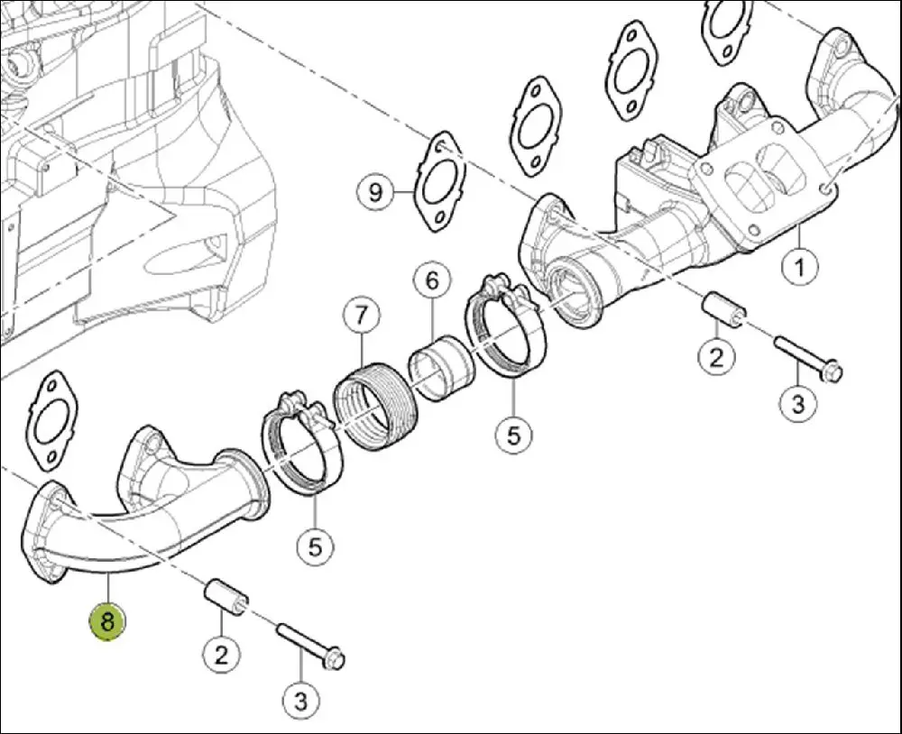 Pièce COLLECTEUR ECHAPPEMENT pour CLAAS AXION 850