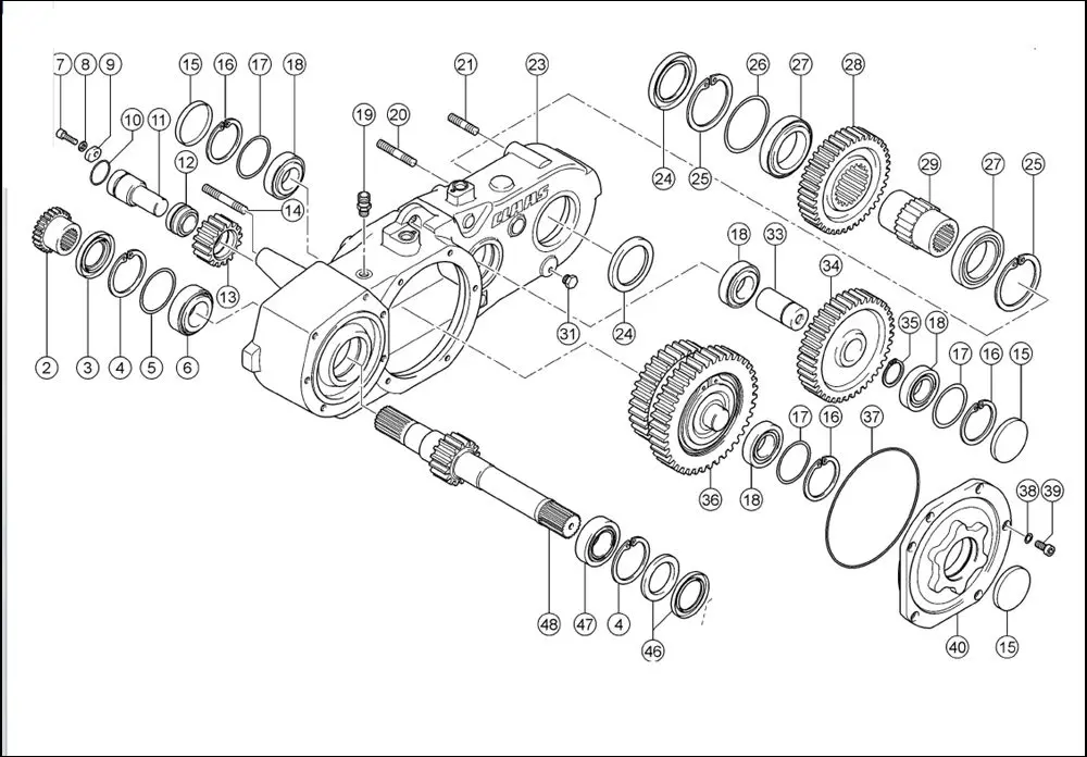 Pièce BOITIER DE TRANSFERT ROTOR/AMENEUR pour CLAAS QUADRANT 5300