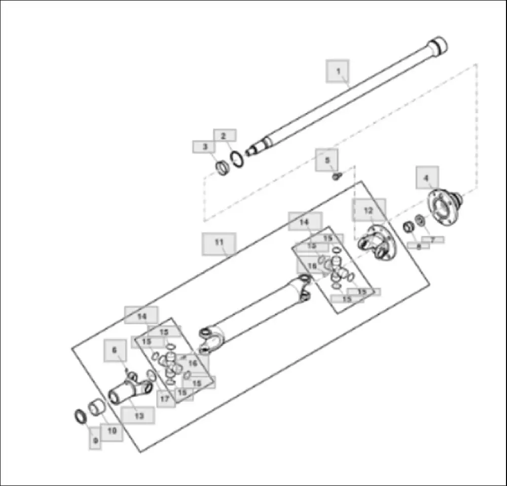 Pièce ARBRE DE TRANSMISSION pour JOHN DEERE 6195R